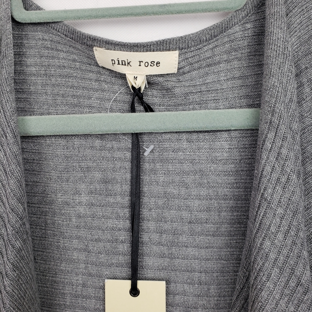 Pink Rose Cardigan Dark Gray sleeveless Sweater - Picture 7 of 7